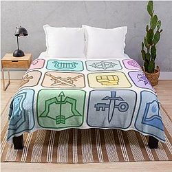 Cat Guide to DND Class Icons Color Throw Blanket