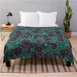 Magical Dice Pattern Dusk VR DnD Dungeons Dragons Tabletop RPG Gamer Nerd Fantasy D20 Throw Blanket