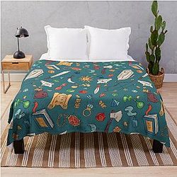 Tabletop RPG DnD Elements Pattern Throw Blanket