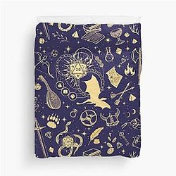 DND RPG Pattern: Dungeons and Dragons Celestial Night Sky and Star Constellations Duvet Cover
