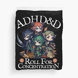 ADHD DND Adventurers: Roll for Concentration, Neurodiversity and Mental Health Duvet Cover