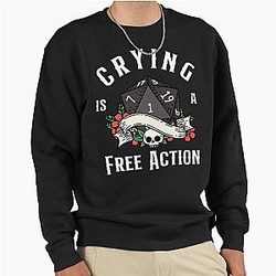 Funny DND RPG Critical failure: Crying is a free action, Natural D20 dice Pullover Sweatshirt