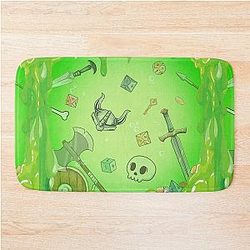 Gelatinous Cube: Dnd Monster, Dice, Skull, Loot, Axe, and Sword Bath Mat