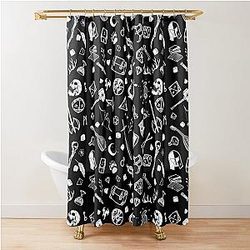 D&D RPG: dungeons dragons, d20, medieval sword, axe, loot for d&d roleplaying adventurers Shower Curtain