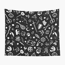 DND RPG pattern: dungeons dragons, d20, medieval sword, axe, loot, for d&d roleplaying adventurers Tapestry