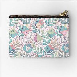 DND RPG PATTERN: floral and nature cottagecore pastel D20 dice set, Flowers for Druid Zipper Pouch