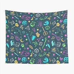 DND RPG: Dungeons and Dragons, D20 Dice, and Medieval Roleplaying Gear Tapestry