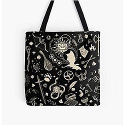 DND RPG Pattern: Dungeons and Dragons D20 Medieval Sword Axe Loot for D&D Roleplaying Adventures All Over Print Tote Bag