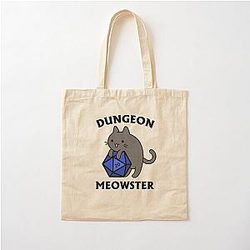 Dungeon Master Cat with D20 Cotton Tote Bag