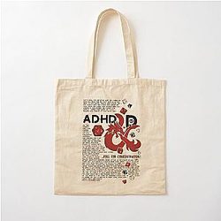 ADHD Roll for concentration - DnD in Red Cotton Tote Bag