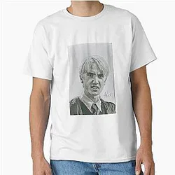Pencil and charcoal portrait drawing of Draco Malfoy T-Shirt