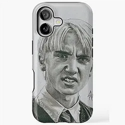 Pencil and charcoal portrait of Draco Malfoy iPhone case