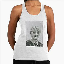 Pencil and charcoal portrait drawing of Draco Malfoy tank top