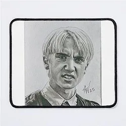 Pencil Charcoal Portrait Drawing of Draco Malfoy Mouse Pad
