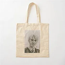 Pencil and charcoal portrait drawing of Draco Malfoy Cotton Bag