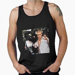 Yung Lean with a furry Sad Boys Drain Gang Tank Top