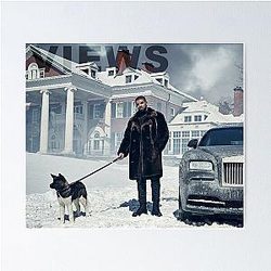 Drake with Dog Views Tapestry Poster