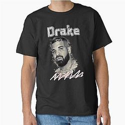 Drake Neon Glow Rap Portrait Retro Urban Aesthetic Classic T-Shirt