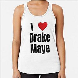 I Love Drake Maye Shirt Fan Support Heart Design Racerback Tank Top