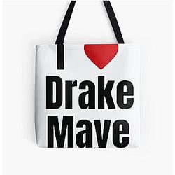 I Love Drake Maye Heart Design All Over Print Tote Bag