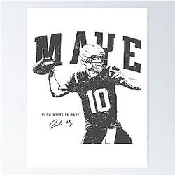 Drake Maye Patriots Football Vintage Poster