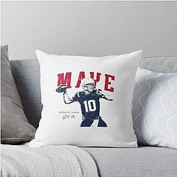 Drake Maye Vintage Game Day Throw Pillow