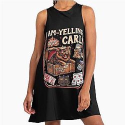I Am Yelling Carl Funny Donut Cat Dungeon Crawler A-Line Dress