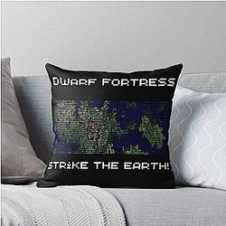 Strike the Earth! Dwarf Fortress Map Throw Pillow