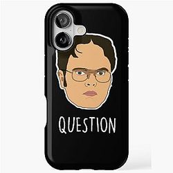 Dwight Schrute Mini Head iPhone Tough Case with White Text