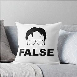 Dwight Schrute False Throw Pillow was initially rewritten so all non-letter characters were removed, and then consecutive duplicate words were removed.