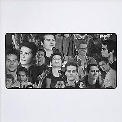 Dylan O'Brien Abstract Seamless Black and White Collage Pattern Desk Mat