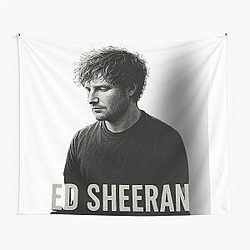 Ed Sheeran Portrait - Minimalist Black Shirt White Tapestry