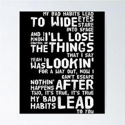 Ed Sheeran Bad Habits Lyrics Pullover Hoodie Poster