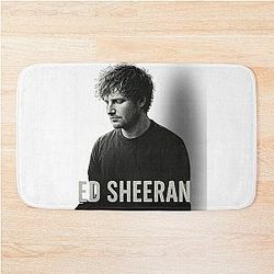 Ed Sheeran Portrait - Black and White Minimalist Shirt Bath Mat
