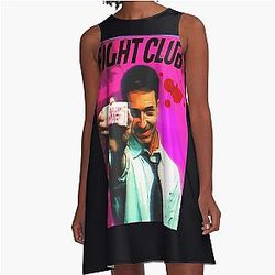 FIGHT CLUB CUSTOM EDWARD NORTON BRAD PITT MOVIE FAN 90S A-Line Dress