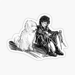 Edward Scissorhands and a dog.
