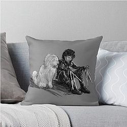 Edward Scissorhands and dog throw pillow