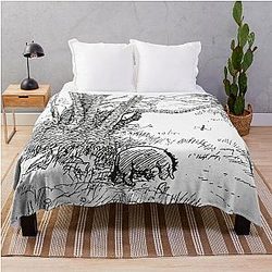 Eeyore looking at his reflection, Classic Winnie the Pooh, Black and White Throw Blanket.