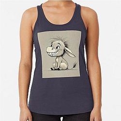 Drawing of Happy Eeyore Cartoon Tank Top