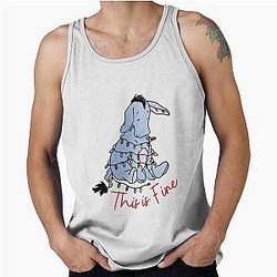 Christmas Spirit Funny Classic Winnie the Pooh Eeyore This is Fine Tank Top