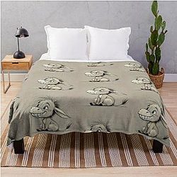 Drawing of Happy Eeyore Cartoon Throw Blanket