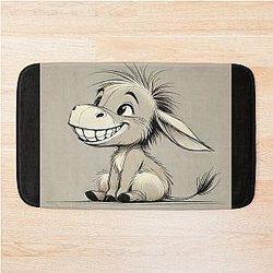 Drawing of Happy Eeyore Cartoon Bath Mat