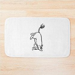 Eeyore Attempts a Handstand, Classic Winnie Pooh Illustration, Black and White Bath Mat