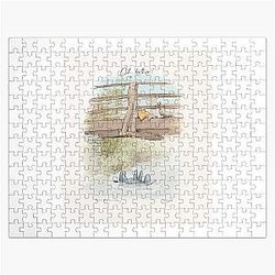 Eeyore in Water, Pooh Roo Rabbit and Piglet on Bridge Jigsaw Puzzle