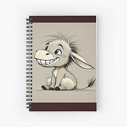 Drawing of Happy Eeyore Cartoon Spiral Notebook