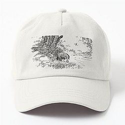 Eeyore looking at his reflection. Classic Winnie the Pooh Illustration. Black and White Dad Hat