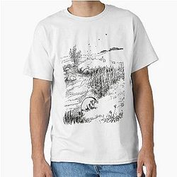 Eeyore by the Riverbank, Classic Winnie the Pooh Illustration, Black and White T-Shirt
