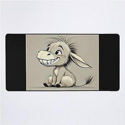 Drawing of Happy Eeyore Cartoon Desk Mat