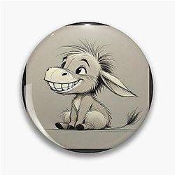 Drawing of Happy Eeyore Cartoon Pin
