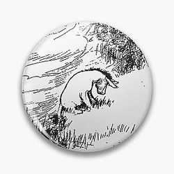Eeyore by the Riverbank, Classic Winnie the Pooh Illustration, Black and White Pin